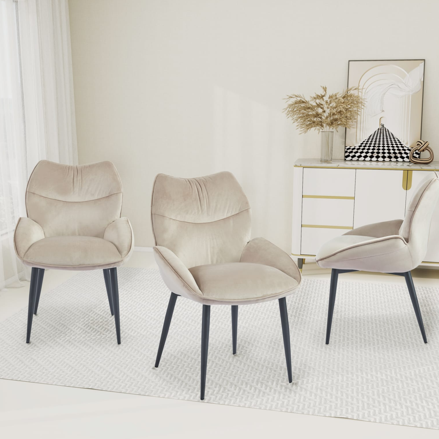 chaise  Assise ergonomique en velours & pieds métal