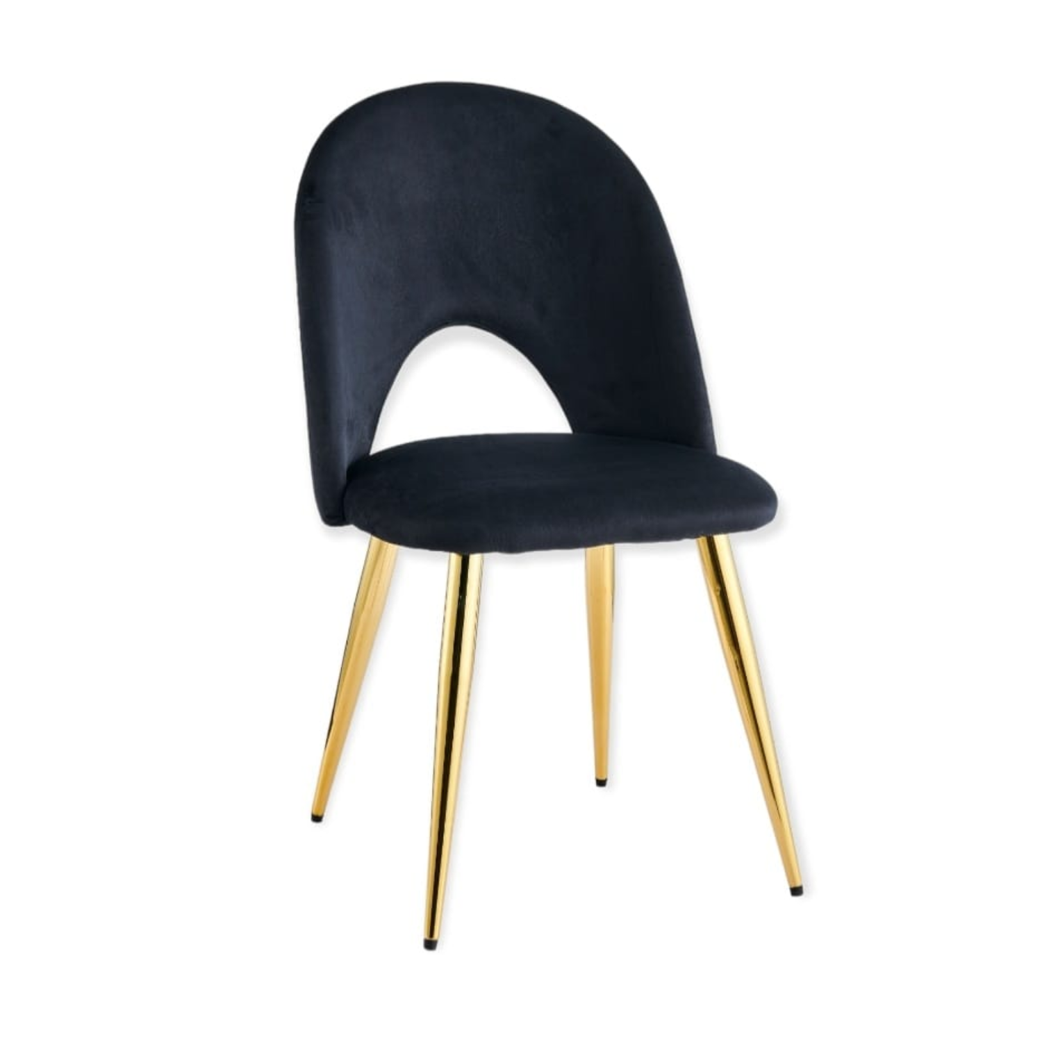 Chaise en velours avec piètement noir ou doré – L 45 cm x P 45 cm x H 90 cm