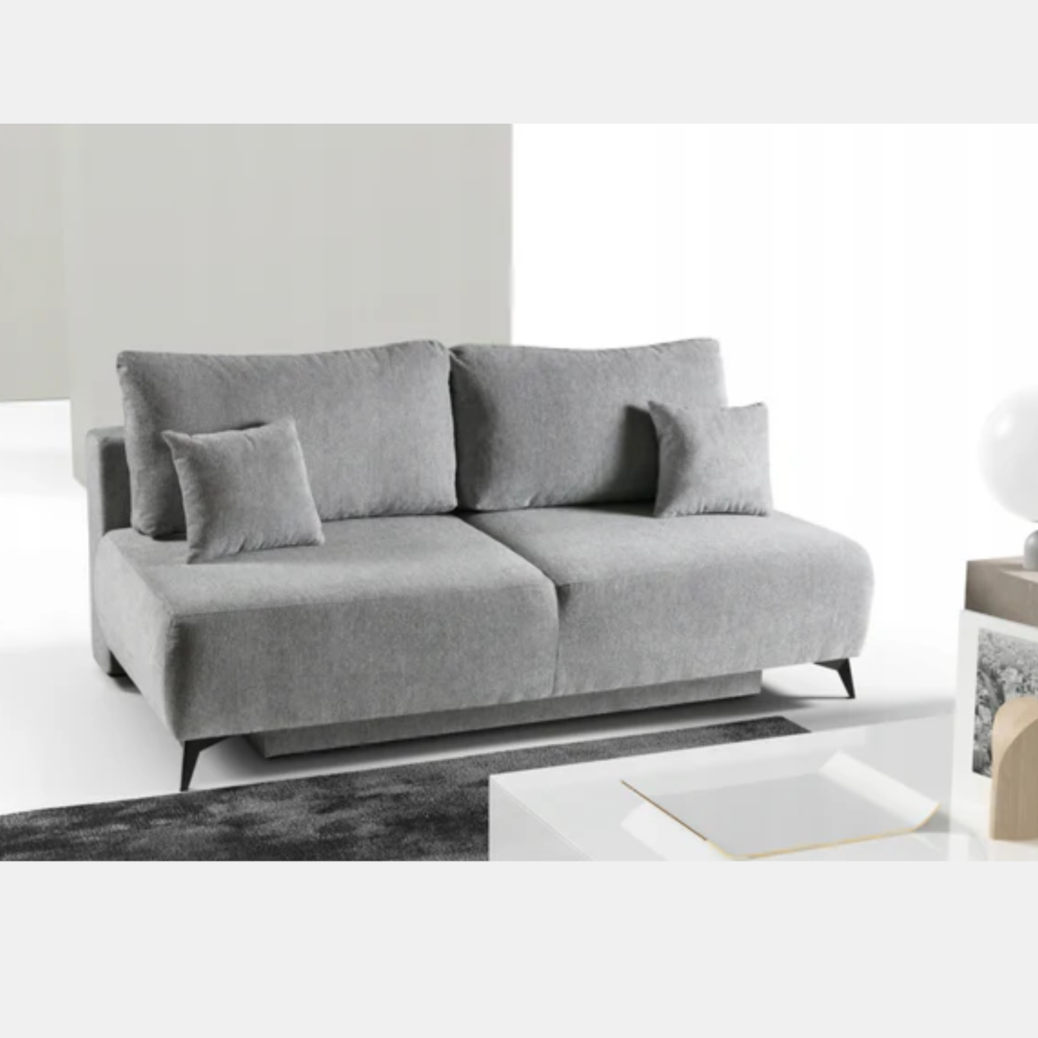 Canapé-lit 3 places – Design moderne, fonction couchage DL automatique, tissu et rangement