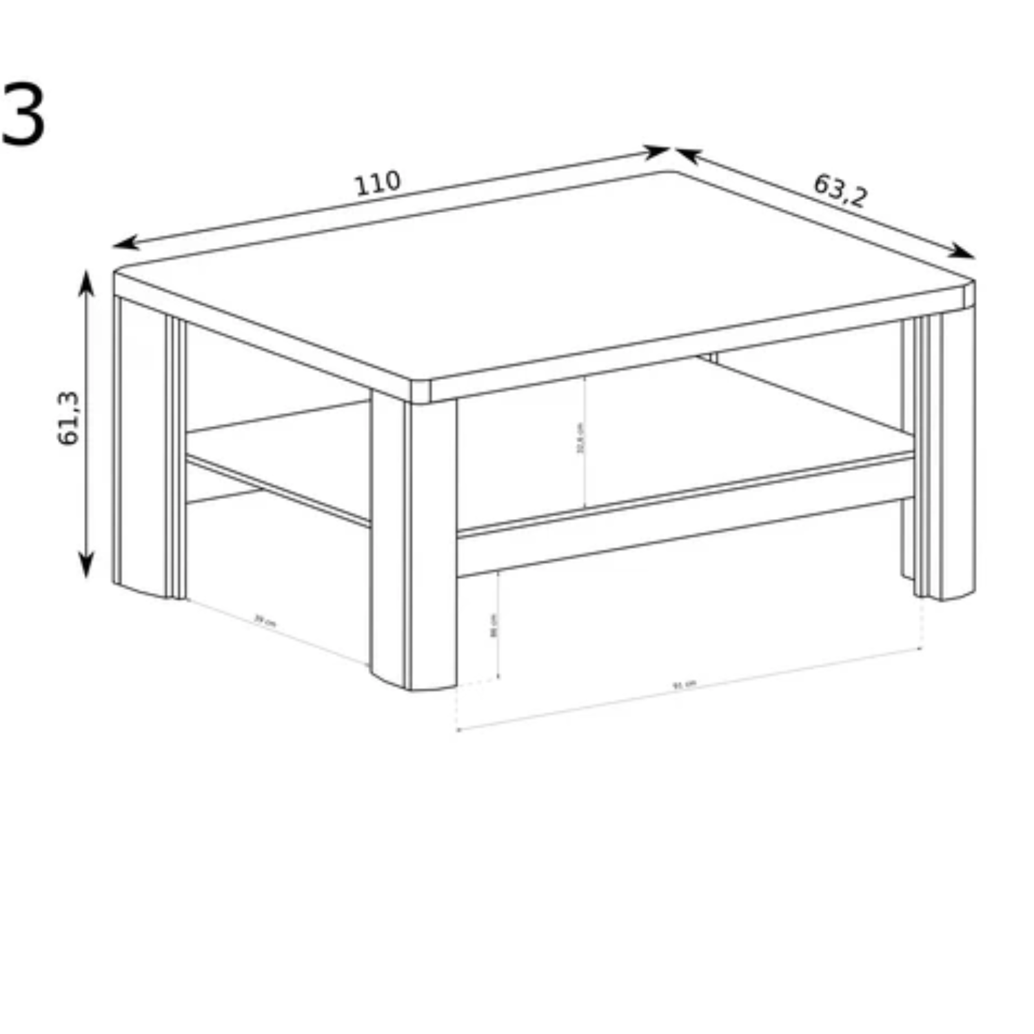 Table Basse Moderne avec Banc et Étagère