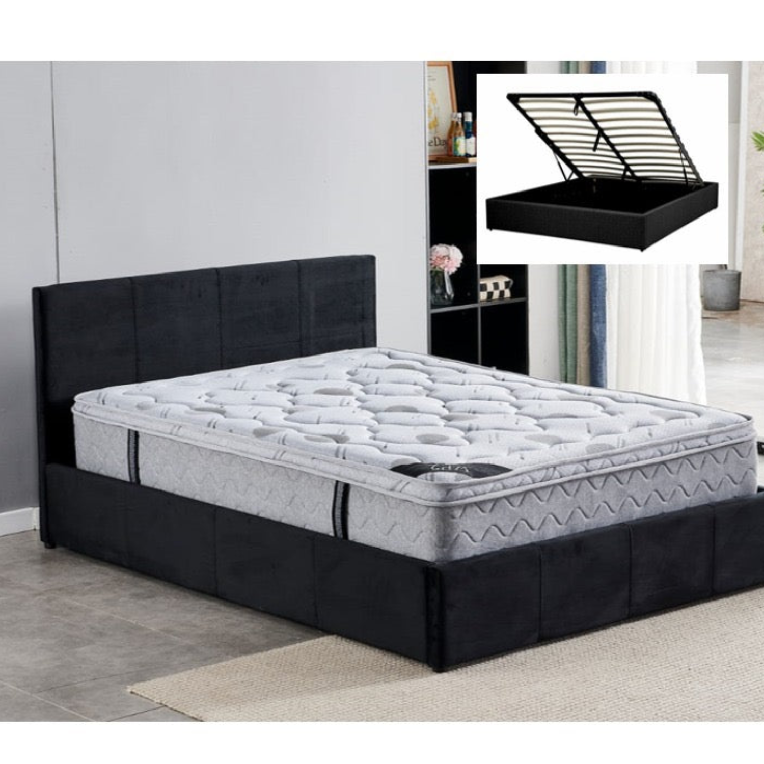 Lit Coffre en Velours – Design Élégant avec Rangement Pratique | 140x190 cm
