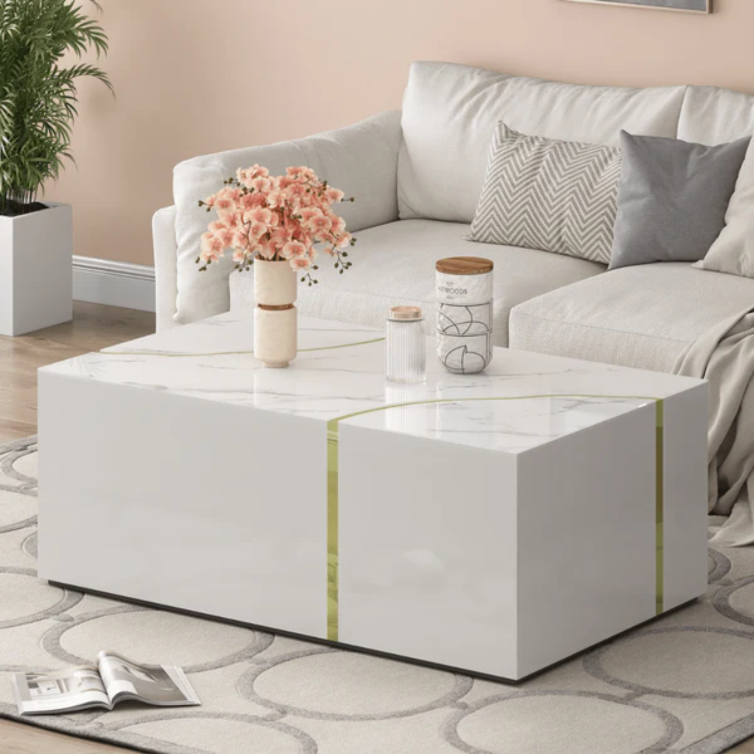 Table basse Gold marbre blanc