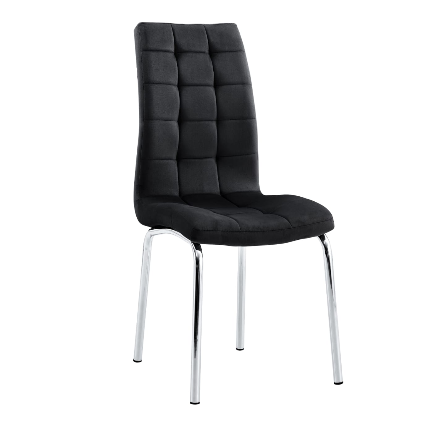 Chaise en velours avec structure métallique argentée