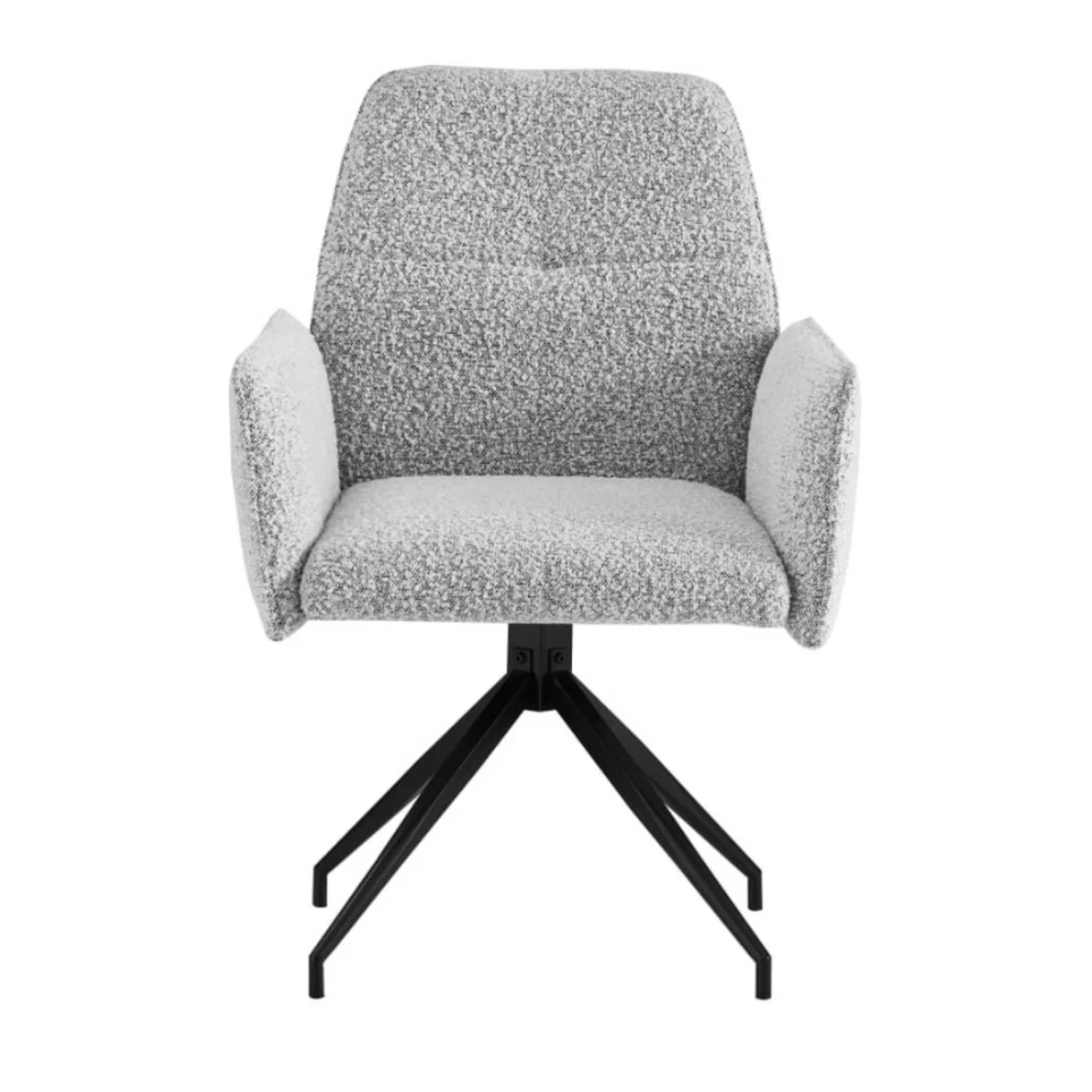 Chaise  pivotante à 360° – Revêtement tweed gris anti-tache, piètement métal noir, design moderne et confortable