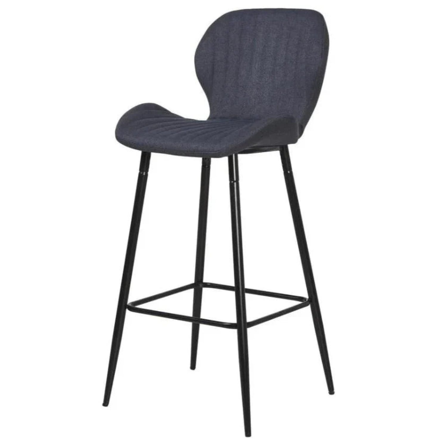 chaise de bar– Assise rembourrée en tissu, structure métal noir, design moderne et confortable