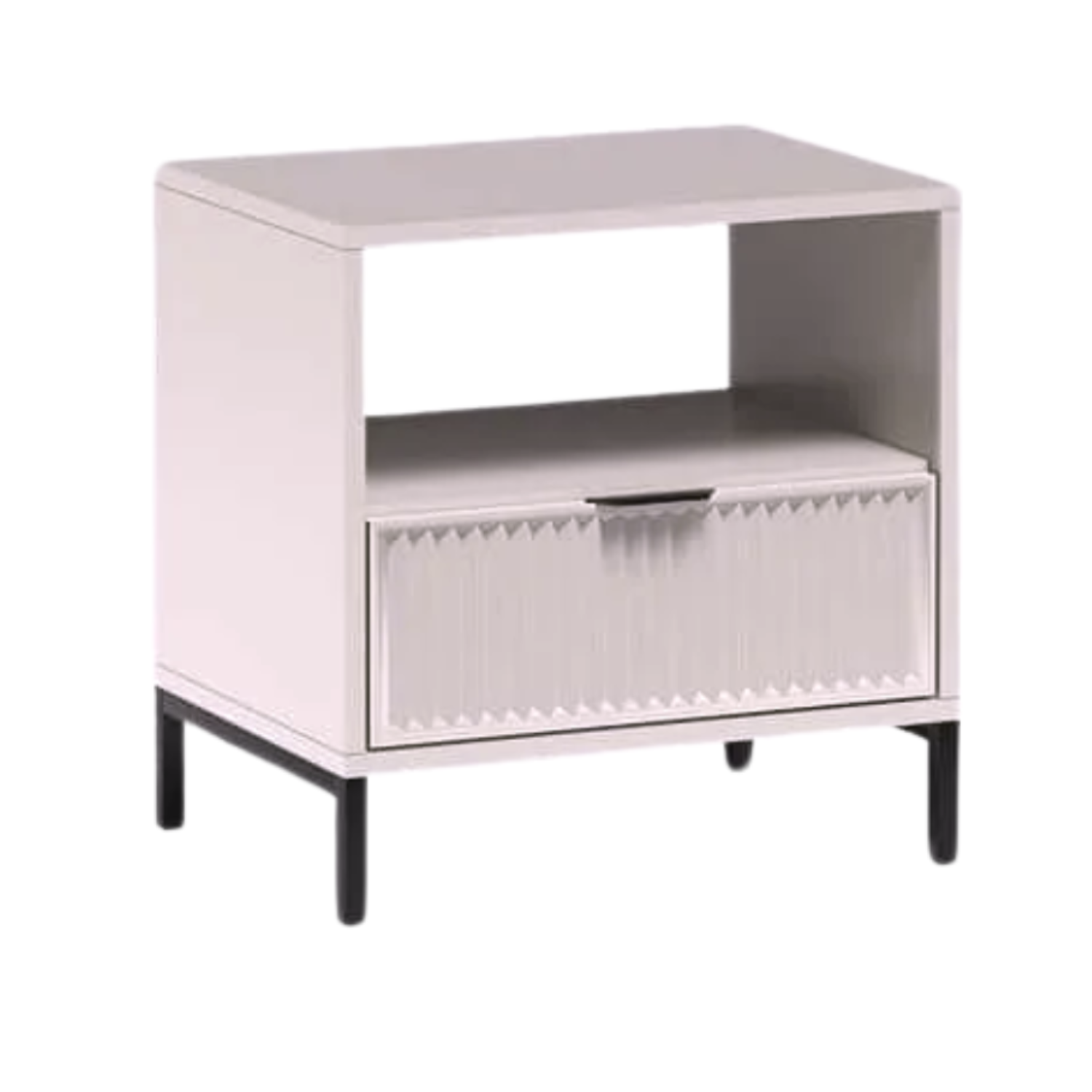 Table de chevet design avec tiroir et étagère – Pieds métal noir – 3 coloris