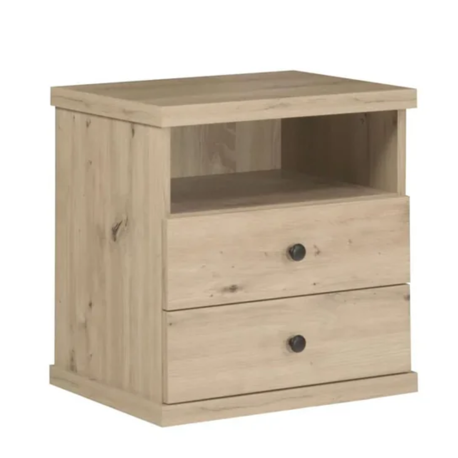 Table de chevet spacieuse avec deux tiroirs et une étagère