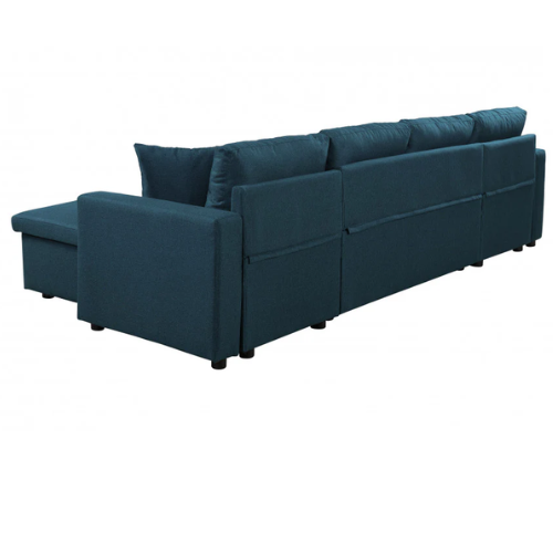 Canapé U panoramique convertible avec 2 coffres en tissu