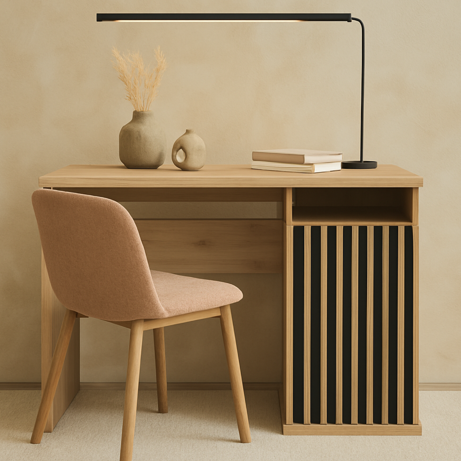 Bureau – Design moderne avec rangement, étagère coulissante et finition élégante