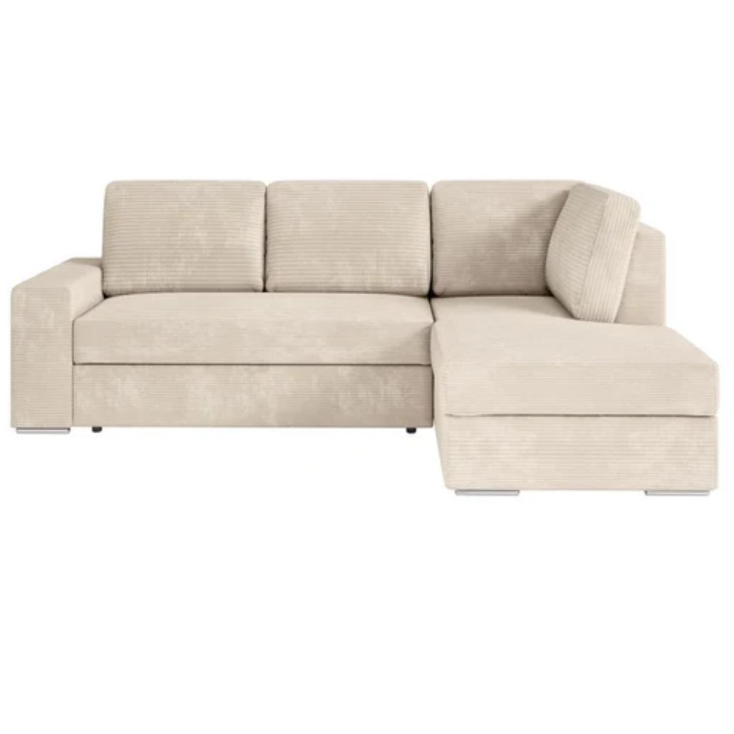 Canapé d'angle fixe convertible avec coffre en velours cotelé