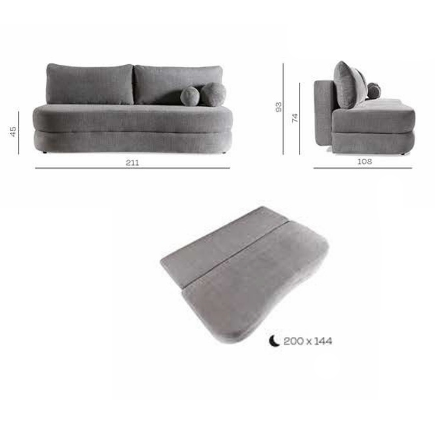 Canapé avec fonction couchage DL, ressorts Bonnell et rangement intégré.