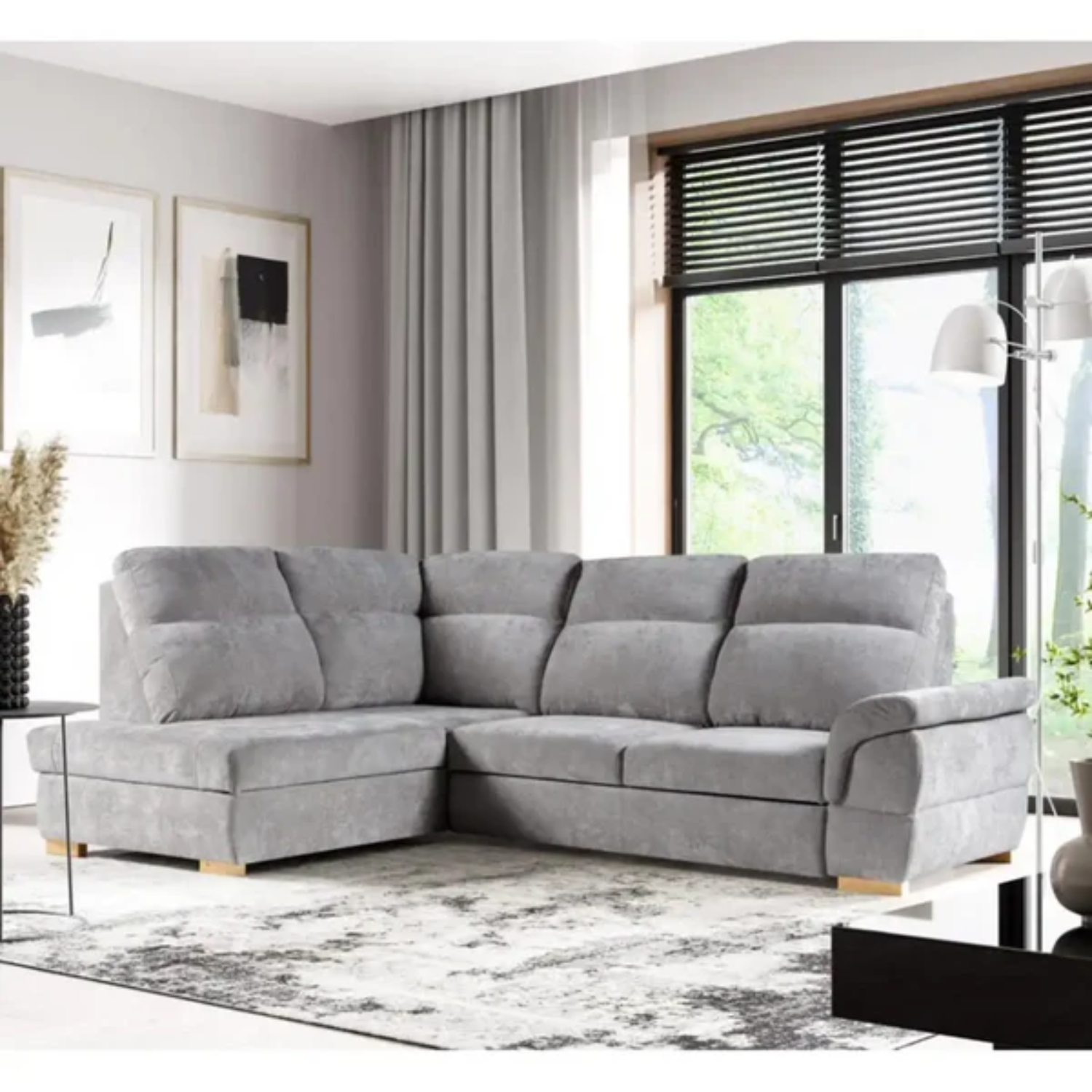 Canapé d’angle convertible avec coffre – 272x201 cm – Couchage 200x140 cm