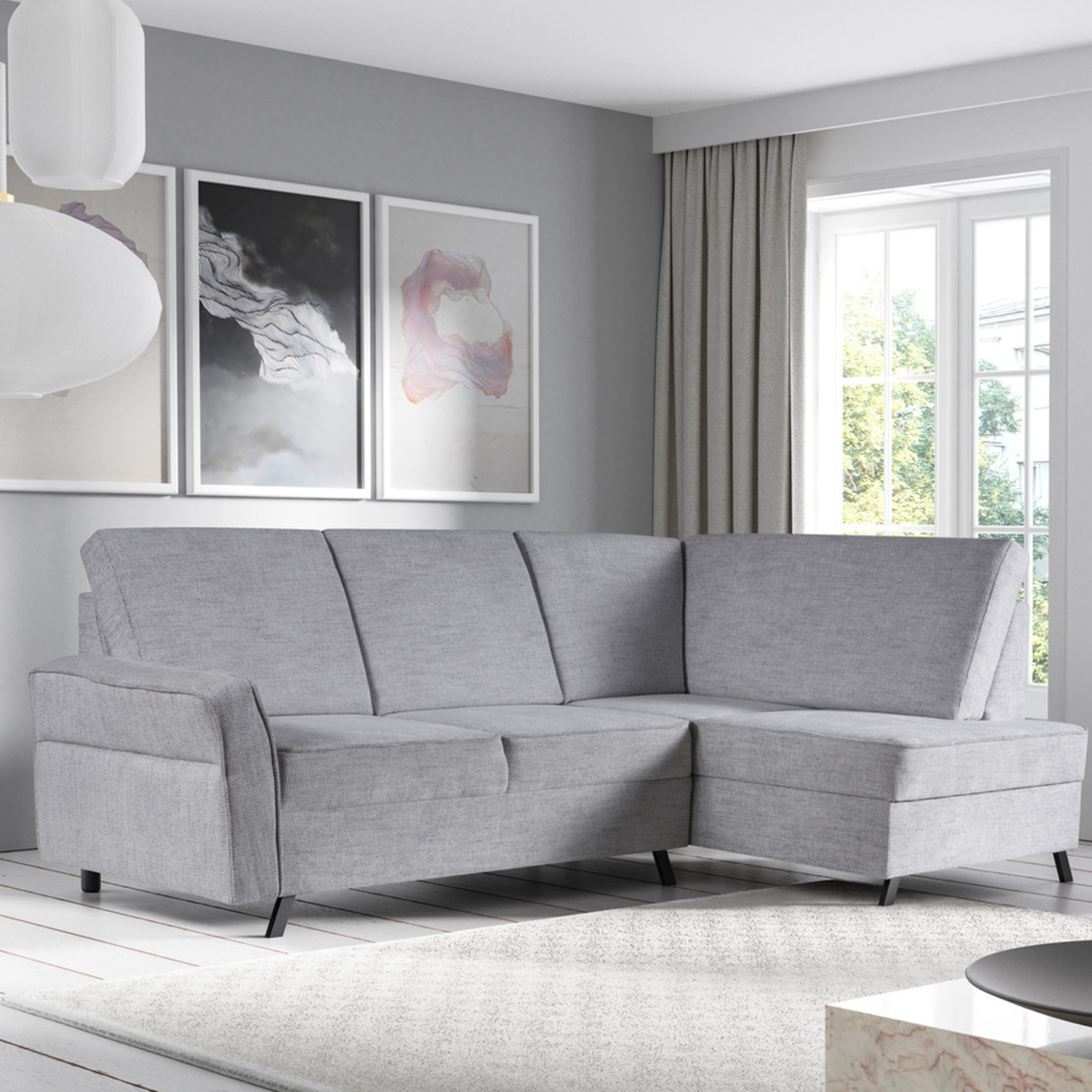 Canapé d’angle convertible avec rangement – Couchage 140x203 cm – Style moderne