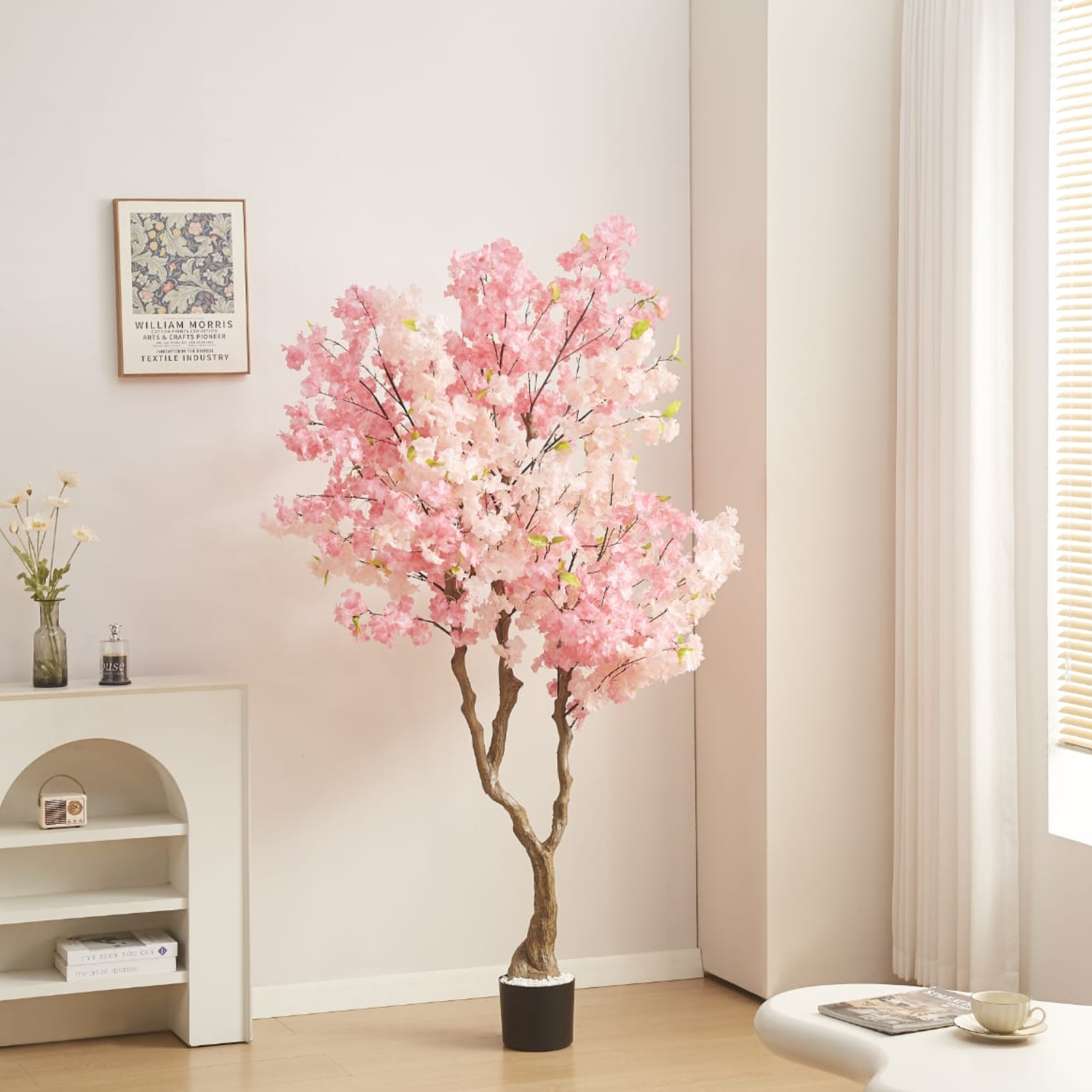 Cerisier plante Artificiel Fleur Rose ou blanche  – 190 cm avec Pot