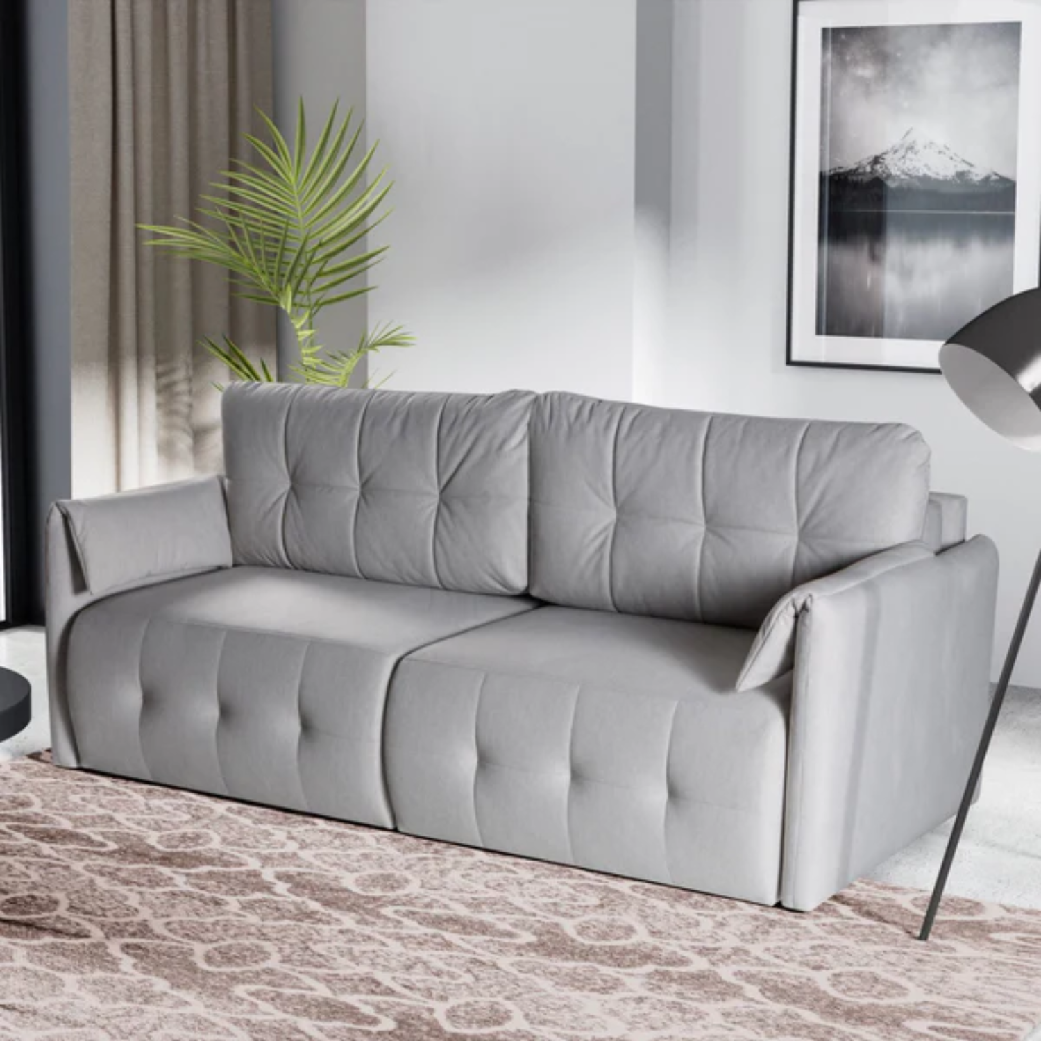 Canapé-lit moderne 215 cm avec fonction couchage et rangement - Design élégant et confort durable