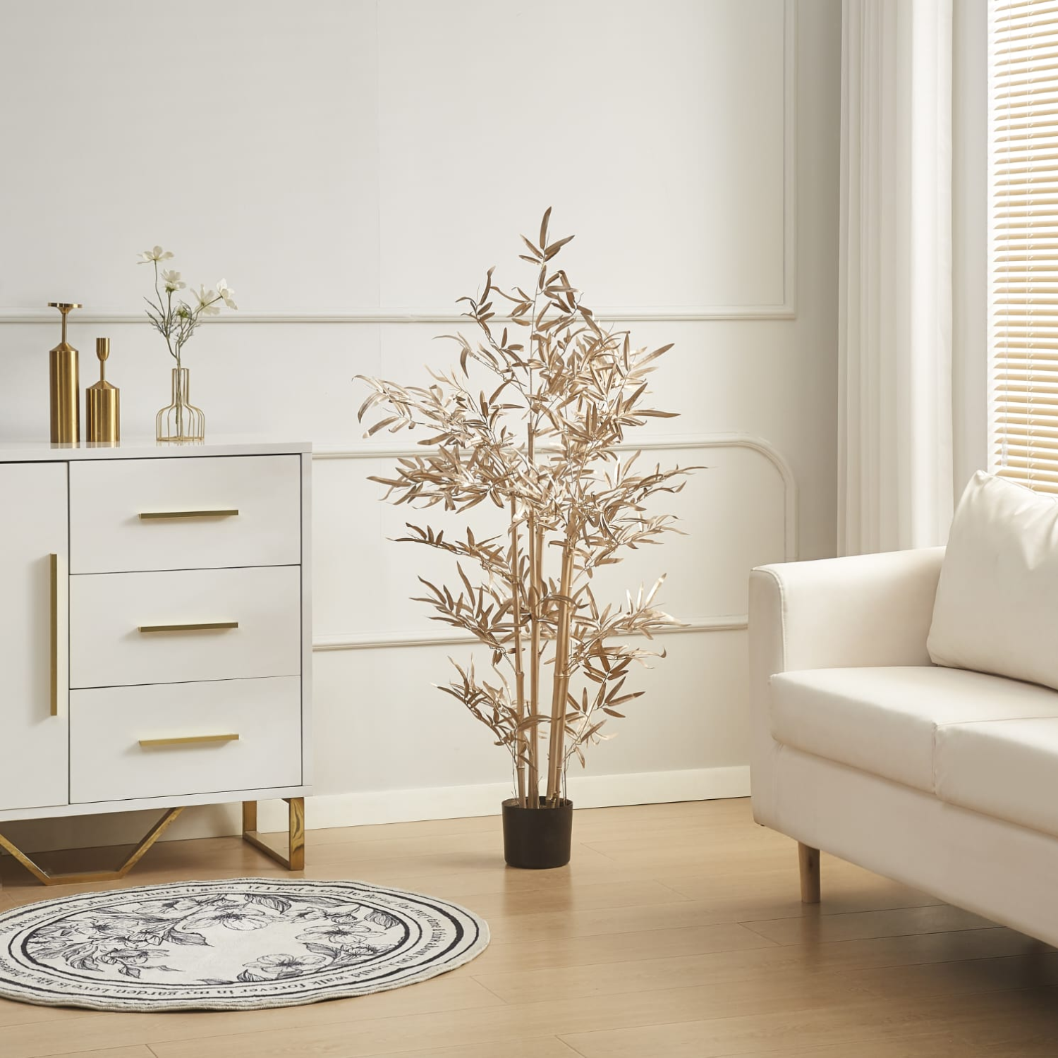 Plante Artificielle Bambou Doré 120 cm avec Pot