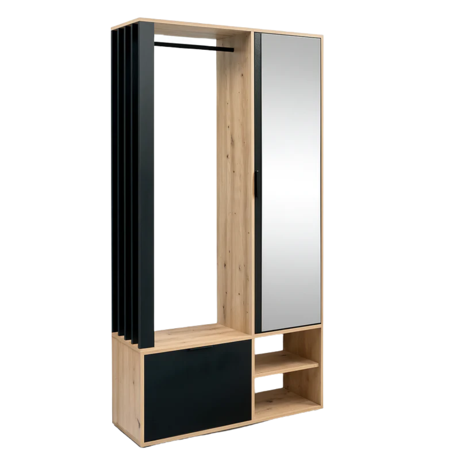 Placard d’entrée avec miroir – 100 cm – meuble de couloir design avec rangement chaussures
