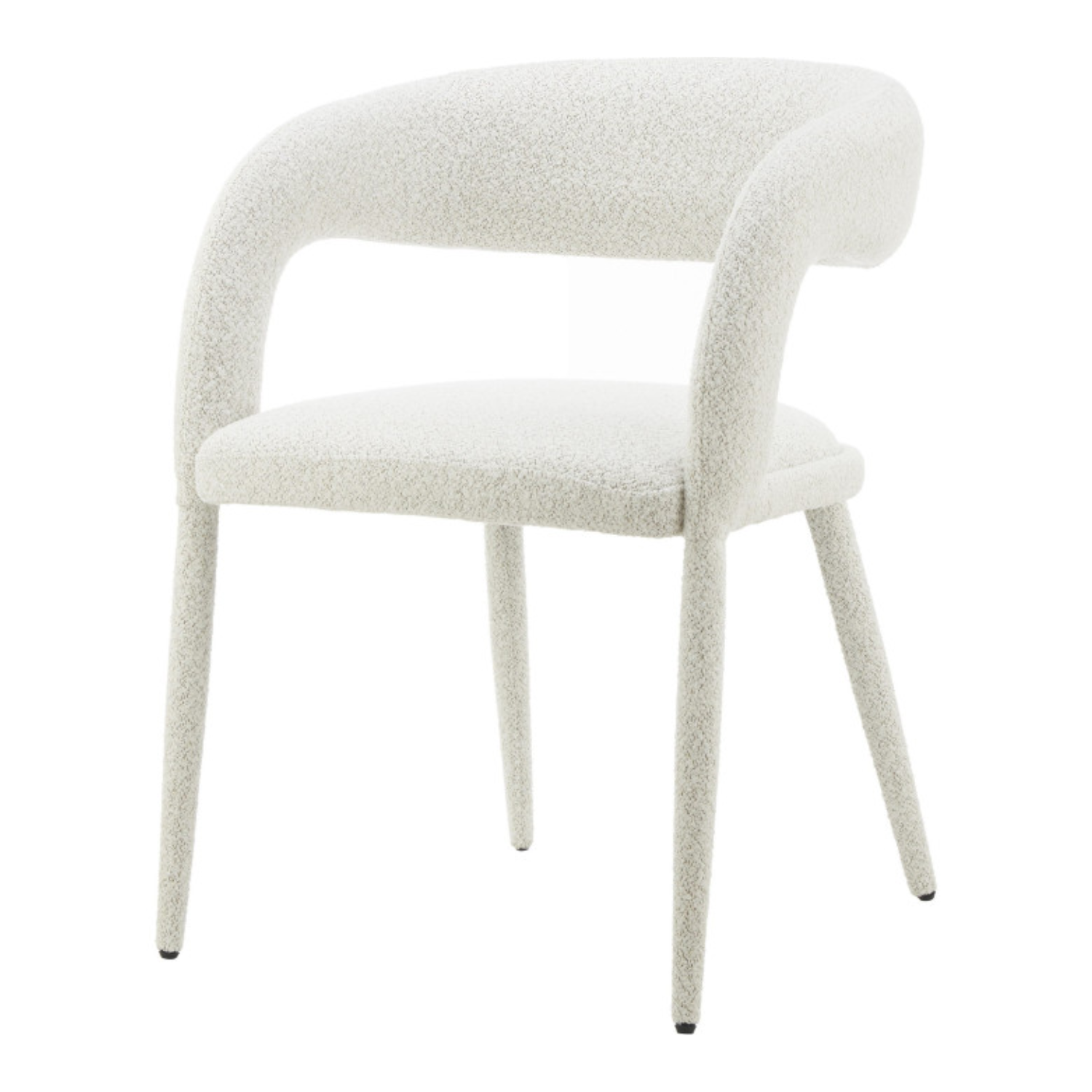 Chaise design – Assise et dossier en tissu bouclé, piétement acier (Beige / Blanc)