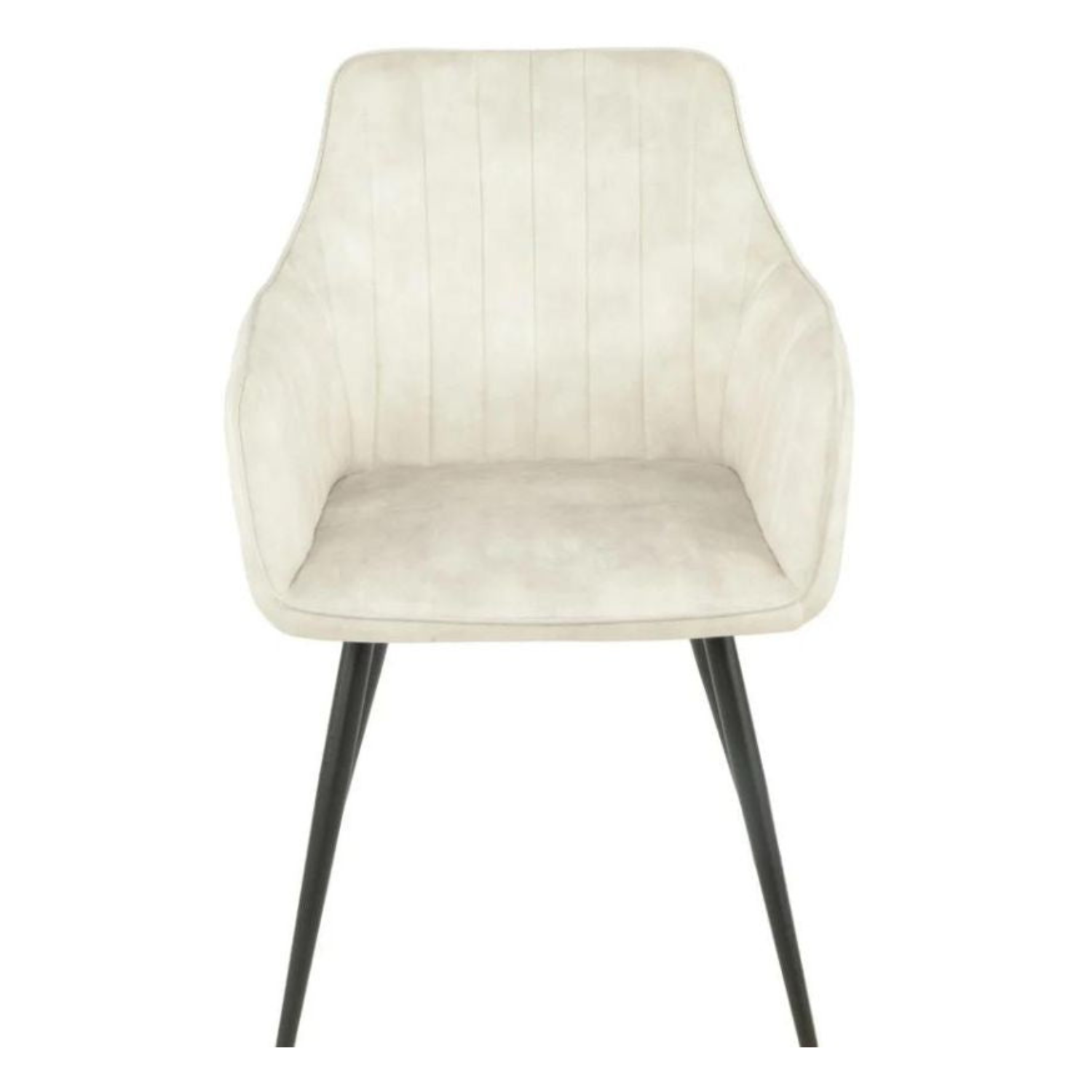 Chaise – Assise Rembourrée en Tissu Gris ou Beige, Pieds Métal Noir, Design Rustique et Contemporain