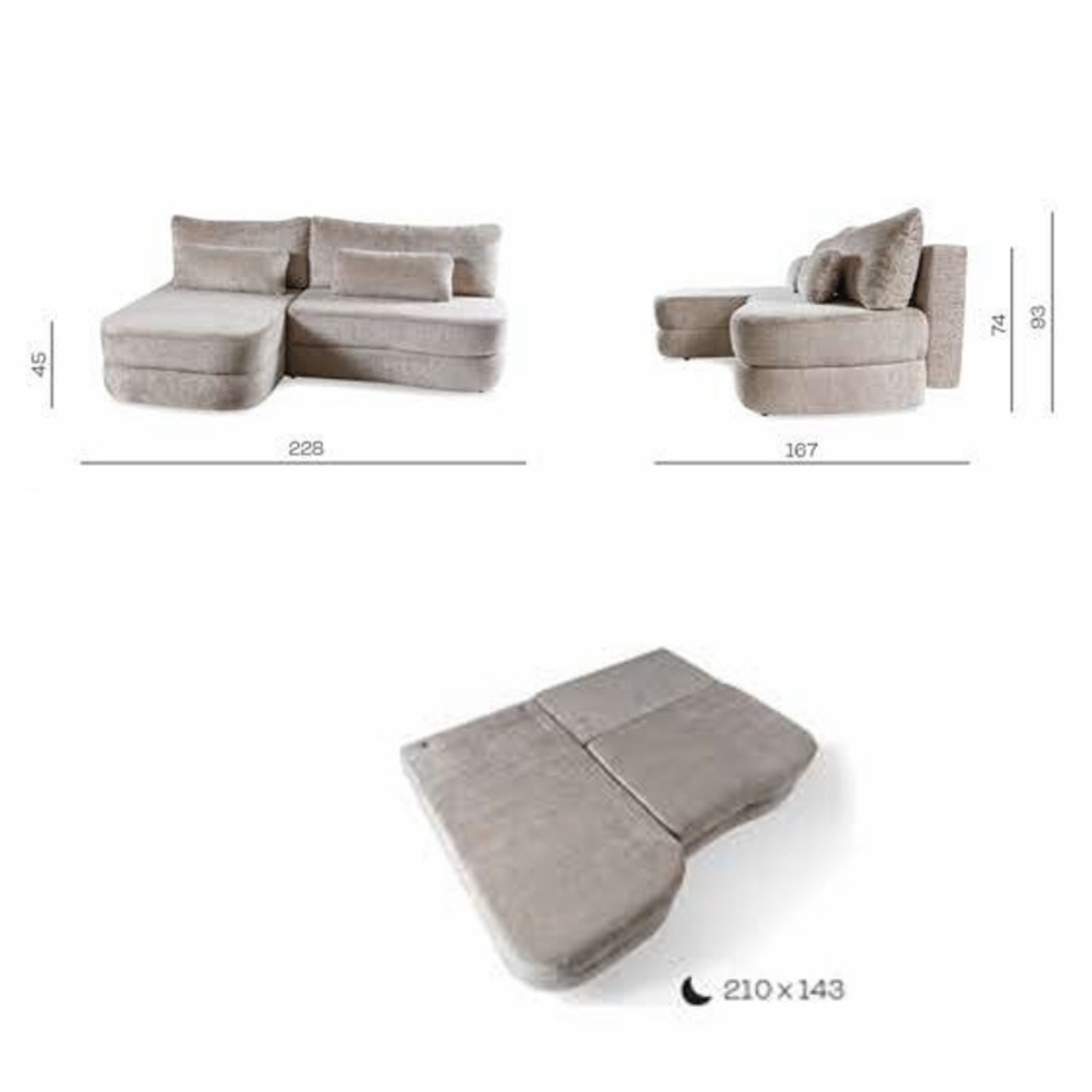 Canapé d’angle gauche extensible avec rangement  228 cm – Beige