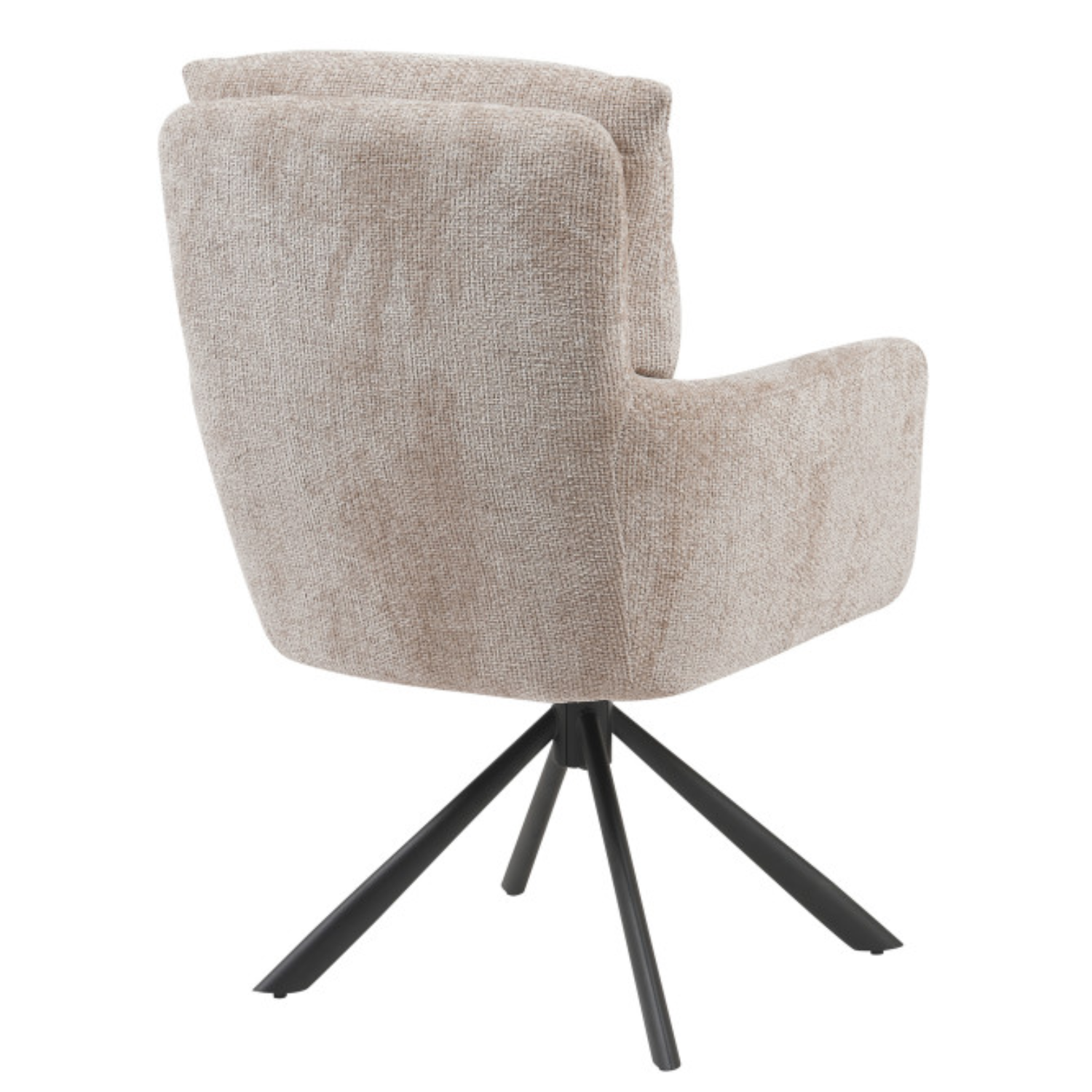 Chaise design – Assise et dossier en tissu bouclé, piétement acier (Beige / Taupe)