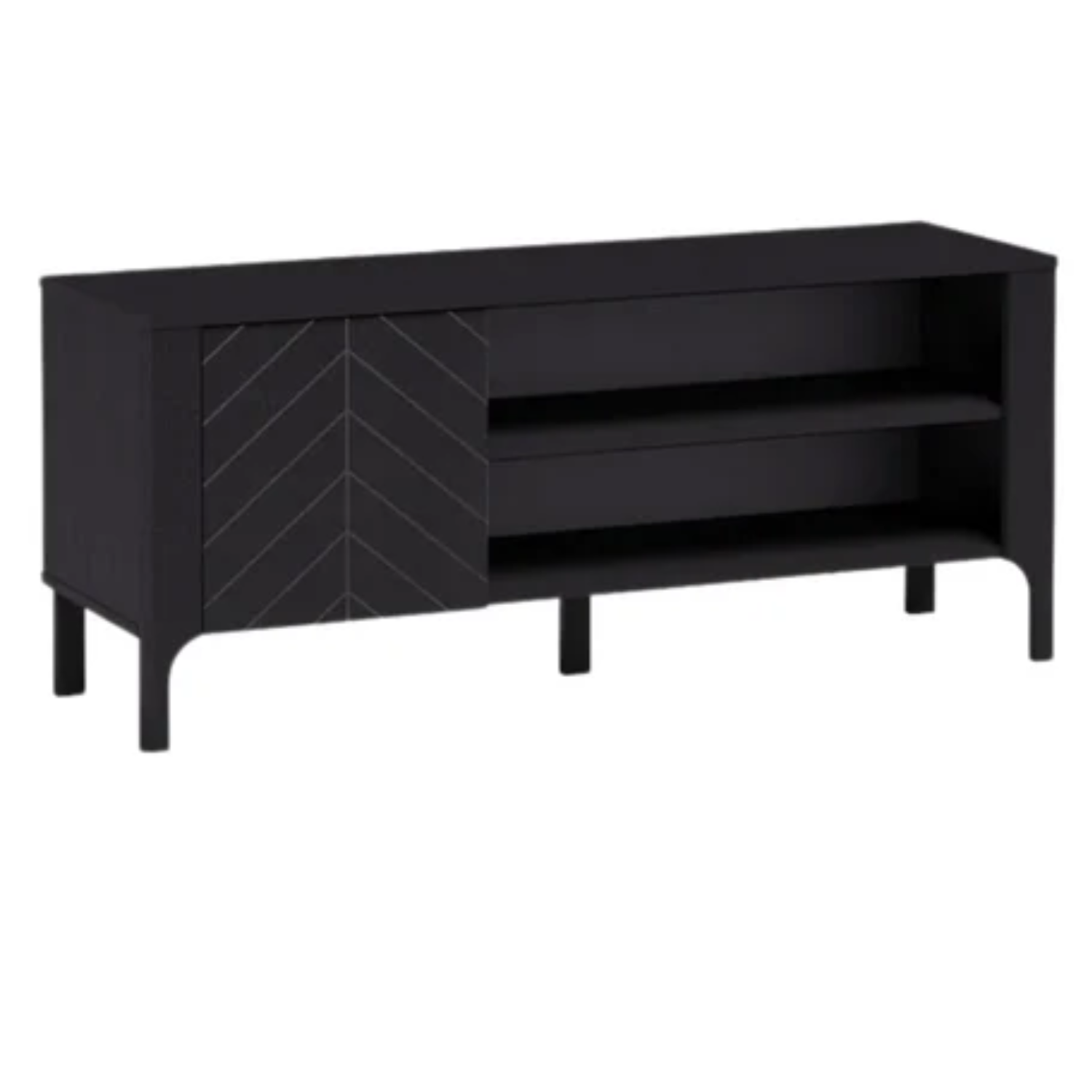 Meuble TV 135 cm – Noir mat avec façade motif chevrons
