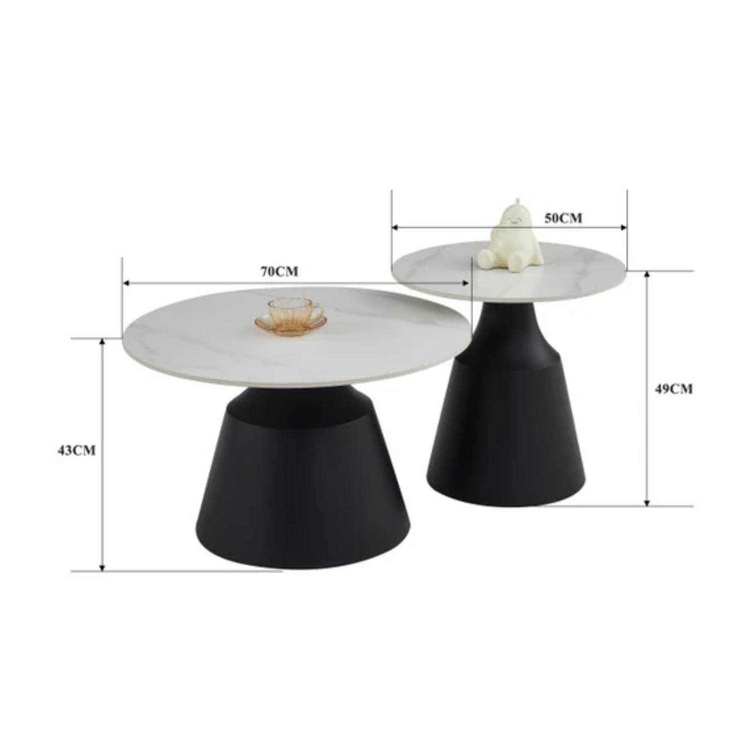 Table basse avec plateau en céramique et piétement en acier