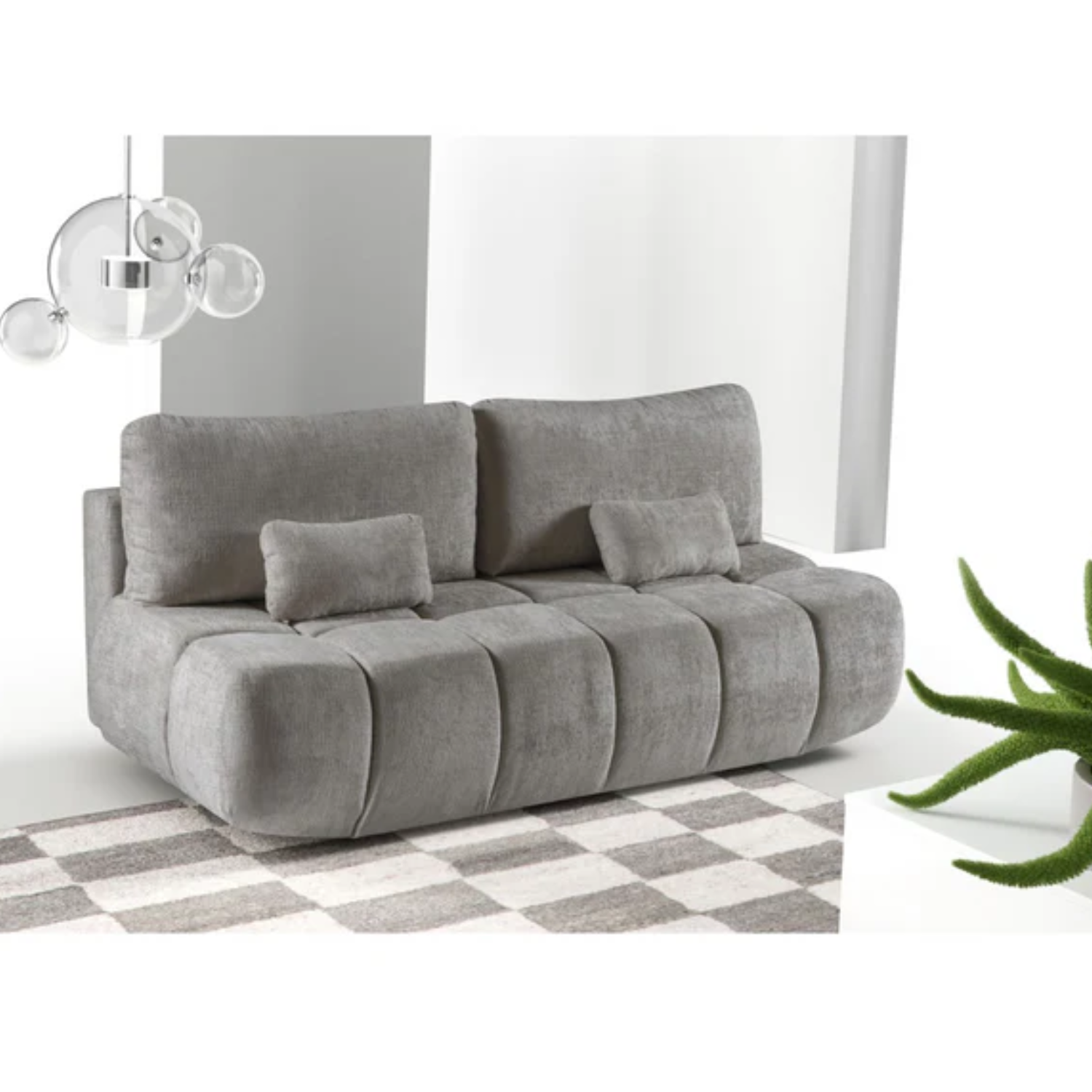 Canapé pratique 207 cm sans côtés avec fonction couchage et coffre