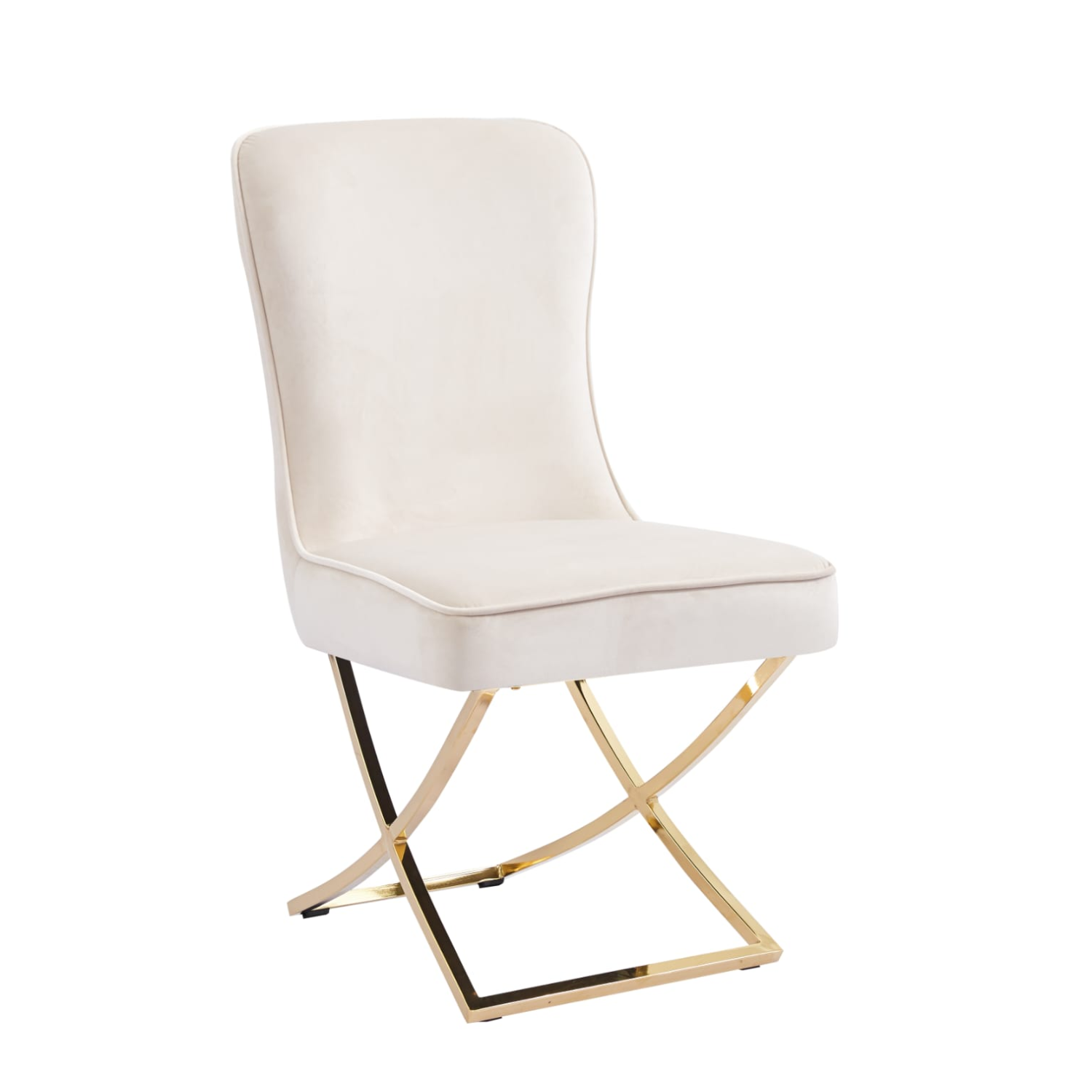 Chaise – Assise en mousse & pieds en acier doré ou argenté – Élégance sobre & confort moderne