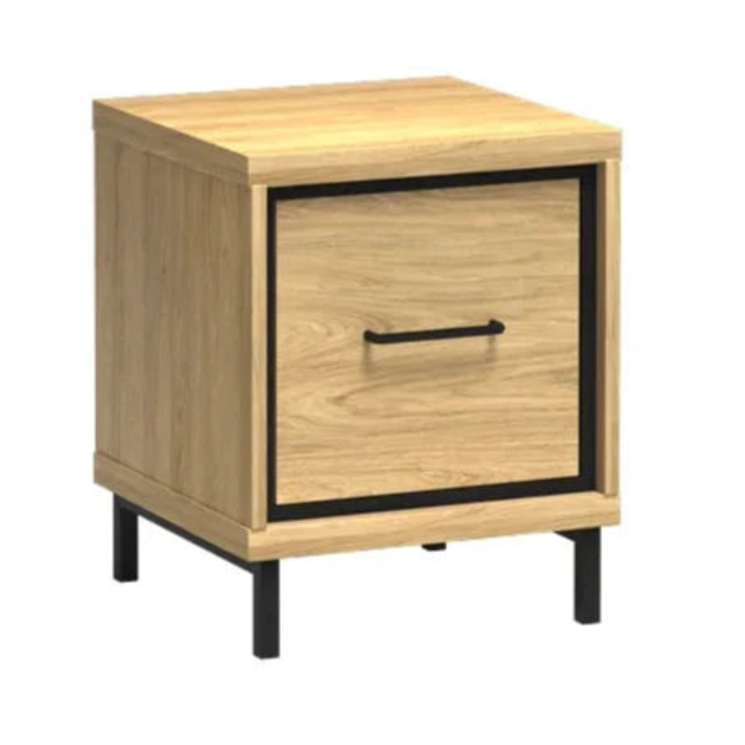 Table de chevet compacte avec tiroir et poignée métal – Design moderne clair et pieds optionnels