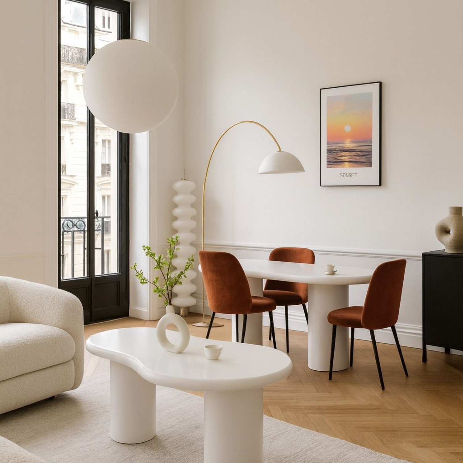 Table à Manger Design Blanc Mat – Plateau MDF 180x90 cm