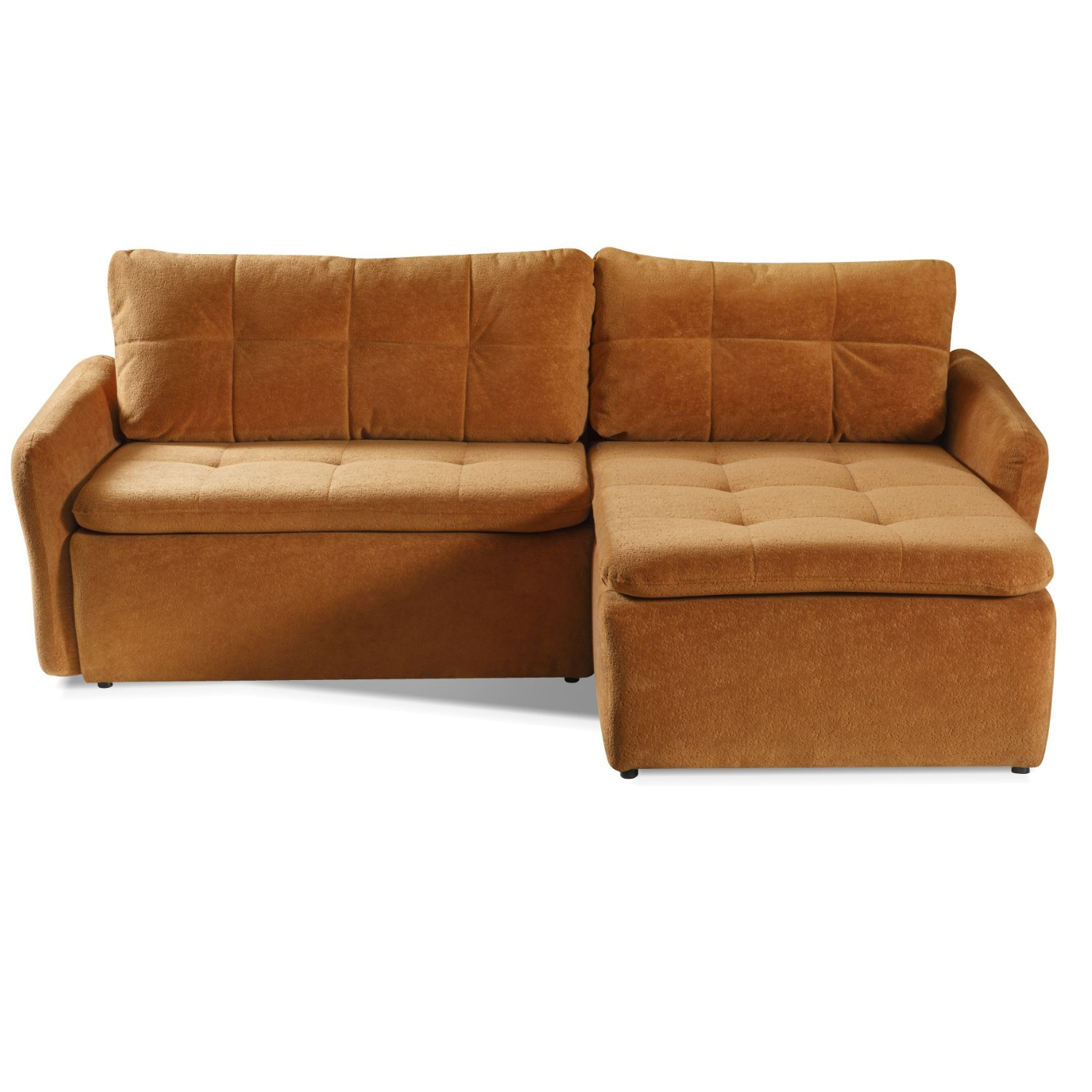 Canapé d’angle convertible 246 cm – Tissu matelassé cannelle – Universel (droite/gauche)