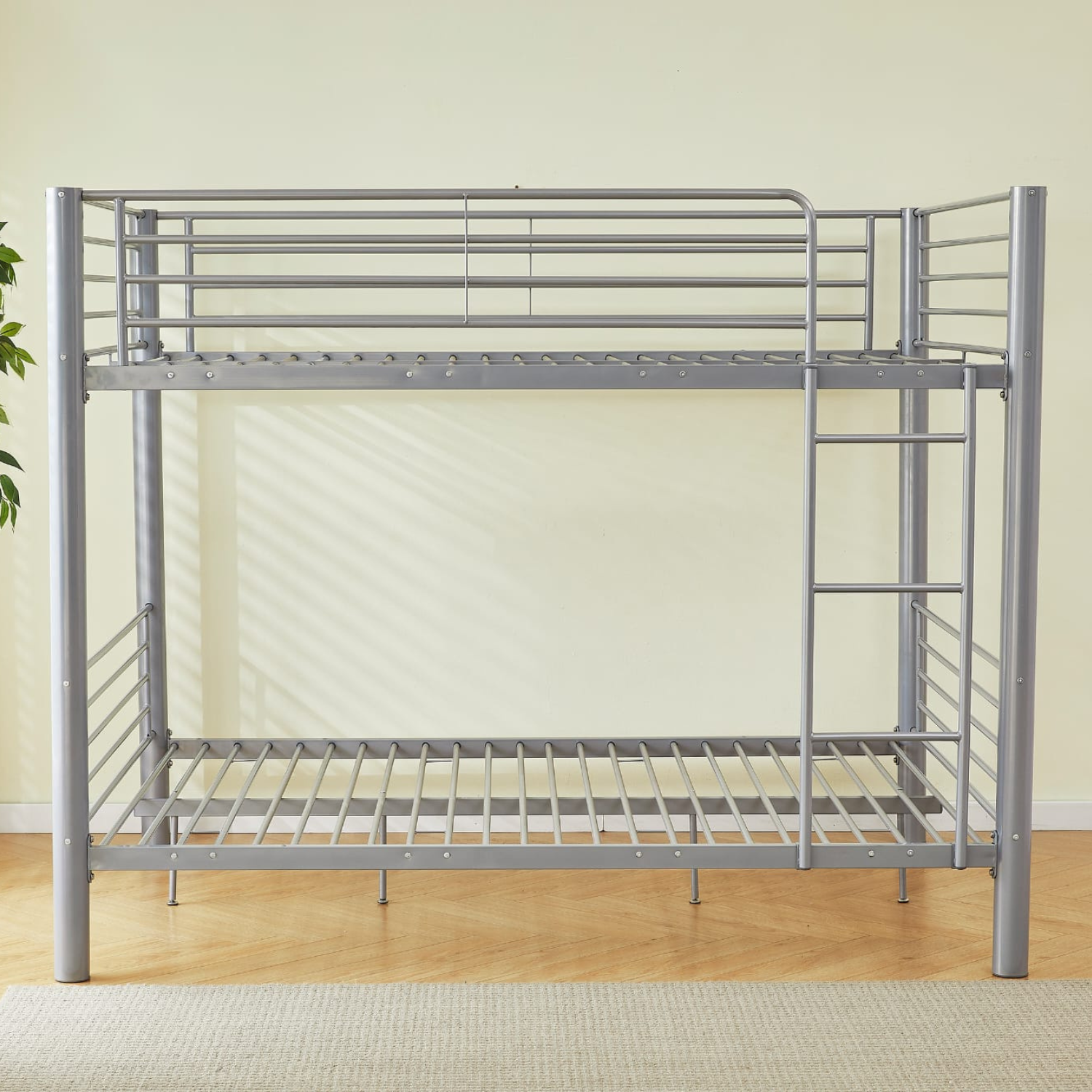 Lit superposé gris avec revêtement et sommiers en acier – 1+1 / 2+1 / 2+2 – 90x190 cm et 140x190 cm