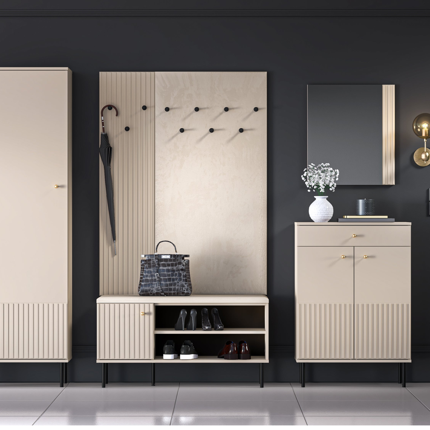 Cintre  Élégance Contemporaine en Cachemire / Velours cachemire  avec 7 Crochets Noirs