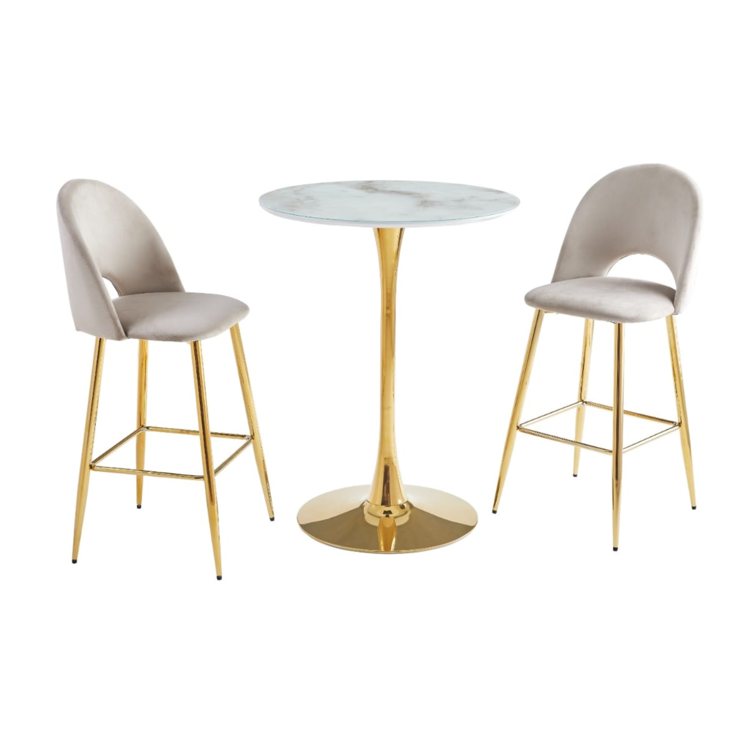 Chaise de bar en velours avec piètement  doré, argenté ou noir –  L45 x P45 x H112 cm