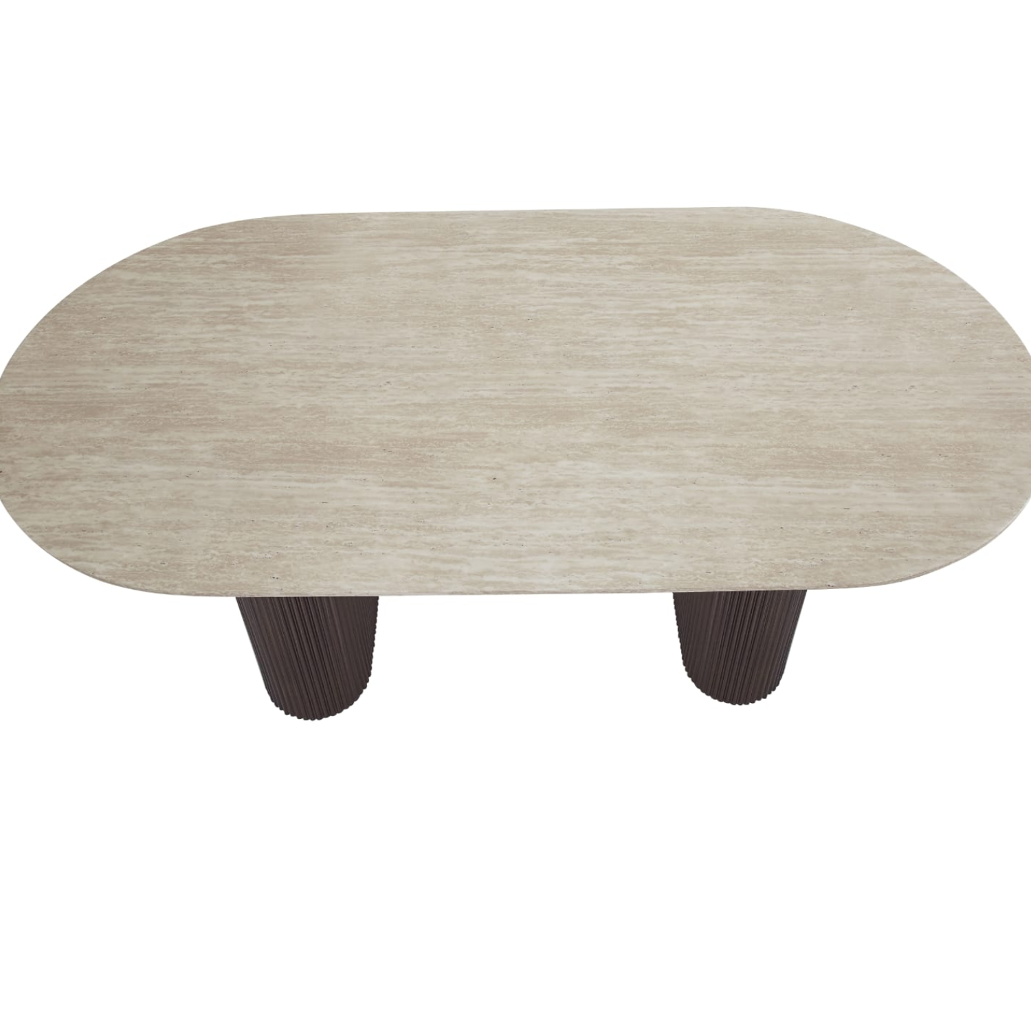 TABLE BASSE PIED NOYER CERAMIQUE TRAVERTIN BRILLANT 120x60x45 CM