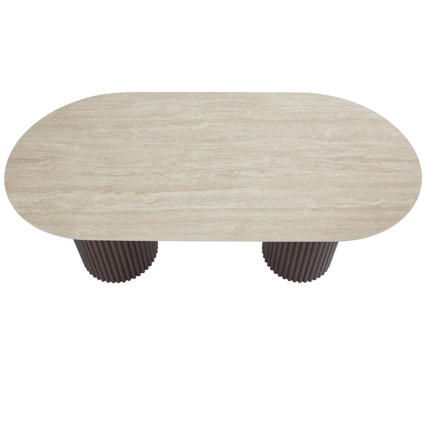 Table à Manger – Plateau Céramique Effet Travertin Mat & Pieds Métal Design | 160 ou 180 cm