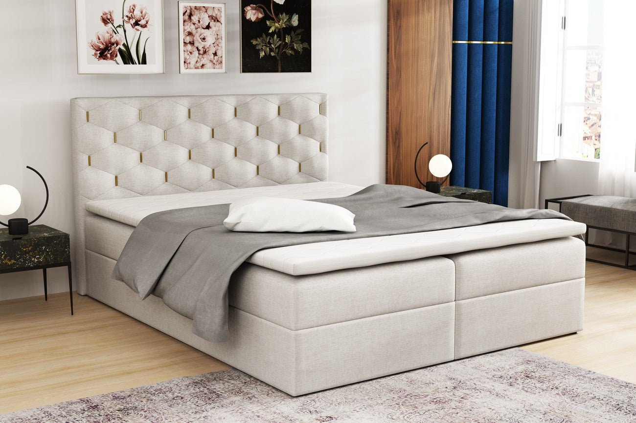 Lit continental 160x200 cm – Confort supérieur avec rangement intégré|Destockage|Decora Home