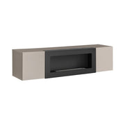 FLY wall hung TV unit avec cheminée bioéthanol, Szara Glina — vue 2