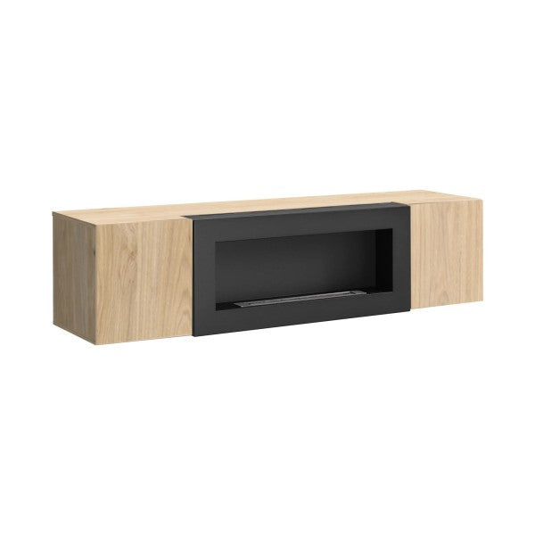 FLY wall hung TV unit avec cheminée bioéthanol, hickory Jackson