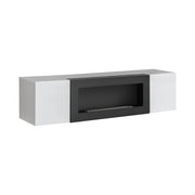 FLY wall hung TV unit avec cheminée bioéthanol, Perla Gray — vue 2