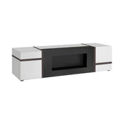 Meuble TV CROSS avec cheminée bioéthanol, white and orme Perla — vue 2
