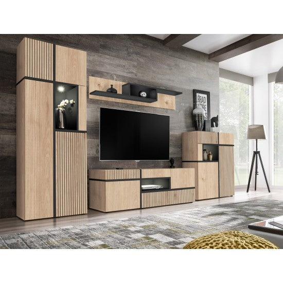 CROSS low display cabinet 90 cm avec éclairage LED, hickory Jackson — vue 2