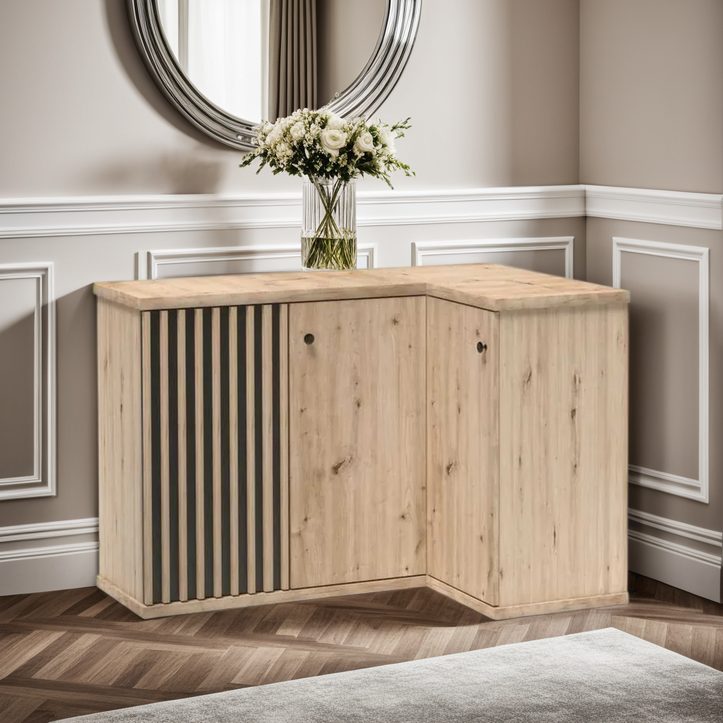 Commode d'angle reversible moderne avec lattes décoratives