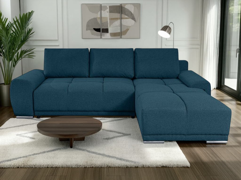 Canapé d'angle fixe convertible avec coffre en tissu|Offre Limitée|Decora Home