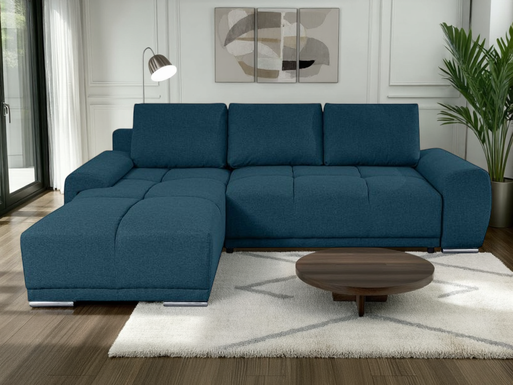 Canapé d'angle fixe convertible avec coffre en tissu - Decora Home