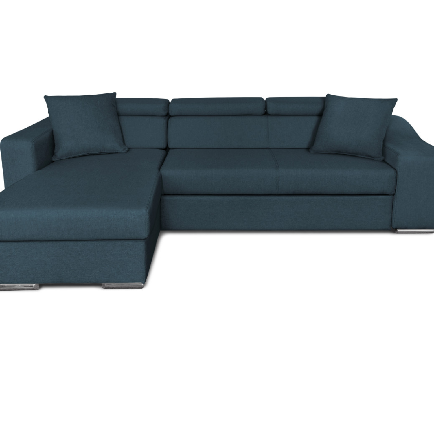 Canapé d'angle réversible, convertible avec coffre et 2 poufs en tissu