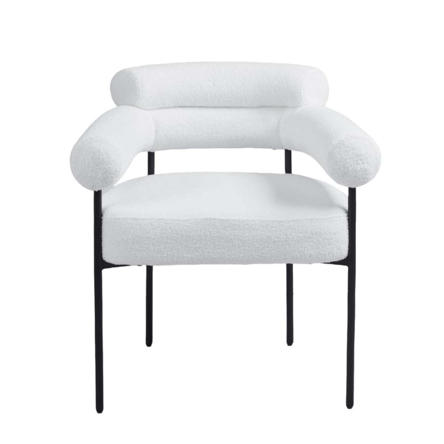Chaise en  Tissu Bouclé Blanc Doudou ou Velours avec piétement métallique