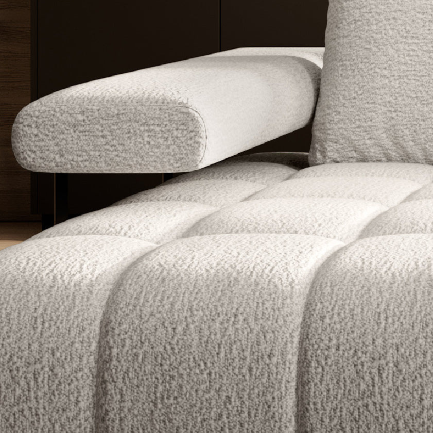 Canapé d’angle moderne avec réglage électrique de la profondeur d’assise