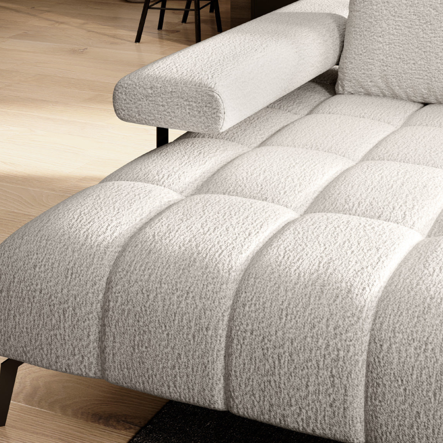 Canapé d’angle moderne avec réglage électrique de la profondeur d’assise